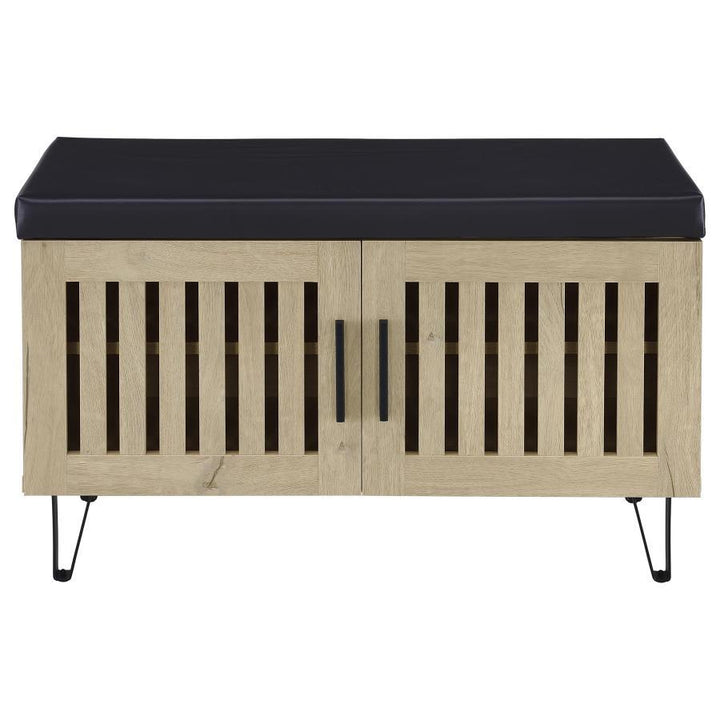 Brixton - 2 - Door Padded Entryway Shoe Storage Bench - White Oak Storage Bench modern furniture Contempo Furniture