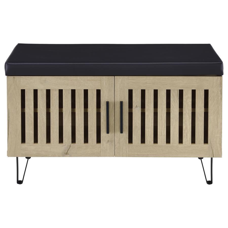 Brixton - 2 - Door Padded Entryway Shoe Storage Bench - White Oak Storage Bench modern furniture Contempo Furniture