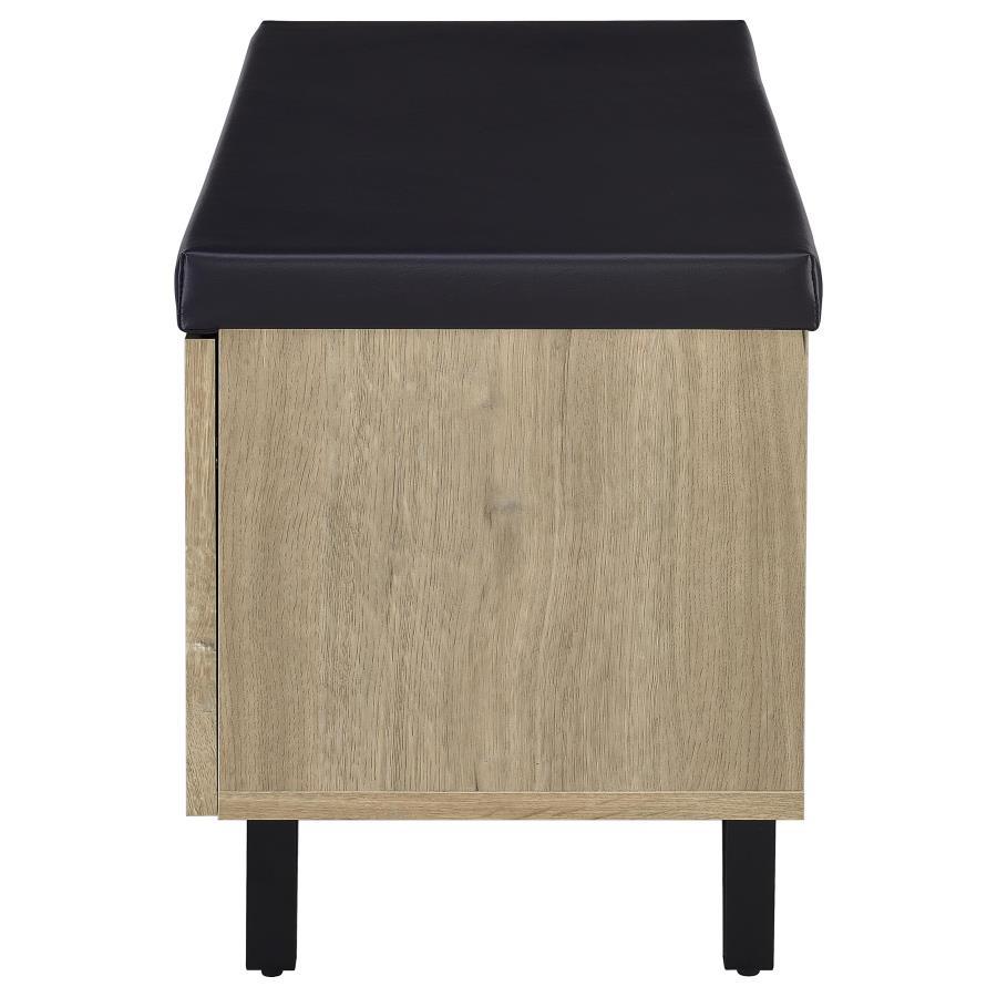 Brixton - 2 - Door Padded Entryway Shoe Storage Bench - White Oak Storage Bench modern furniture Contempo Furniture