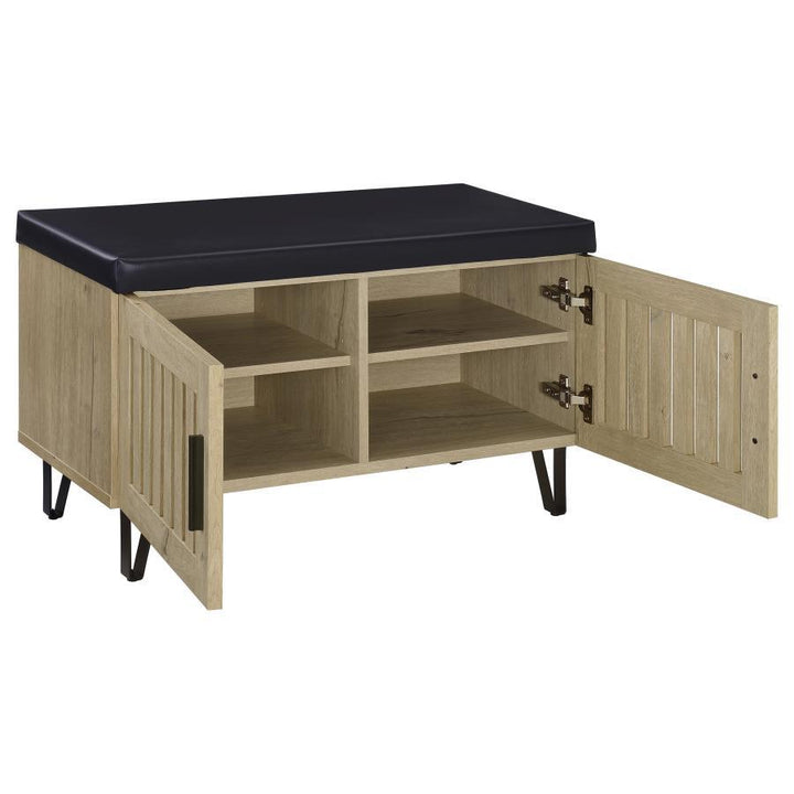 Brixton - 2 - Door Padded Entryway Shoe Storage Bench - White Oak Storage Bench modern furniture Contempo Furniture