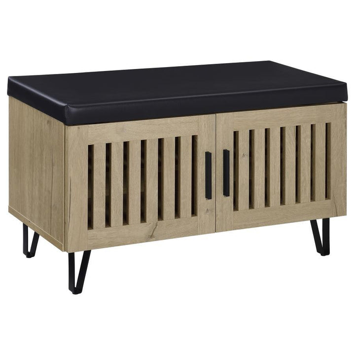 Brixton - 2 - Door Padded Entryway Shoe Storage Bench - White Oak Storage Bench modern furniture Contempo Furniture