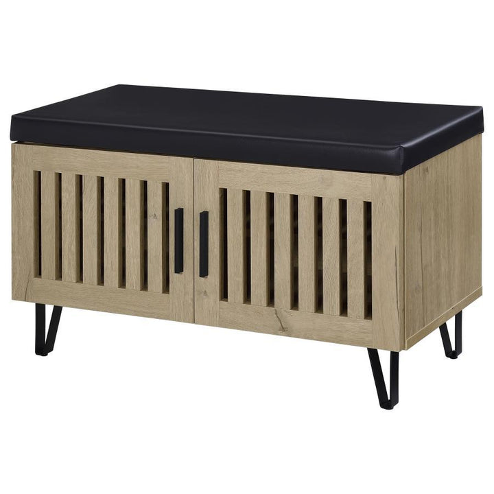 Brixton - 2 - Door Padded Entryway Shoe Storage Bench - White Oak Storage Bench modern furniture Contempo Furniture