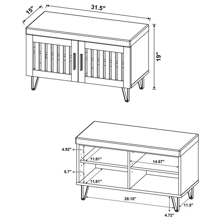 Brixton - 2 - Door Padded Entryway Shoe Storage Bench - White Oak Storage Bench modern furniture Contempo Furniture