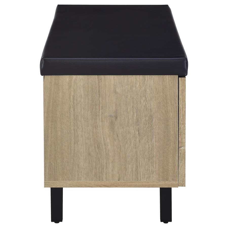 Brixton - 2 - Door Padded Entryway Shoe Storage Bench - White Oak Storage Bench modern furniture Contempo Furniture