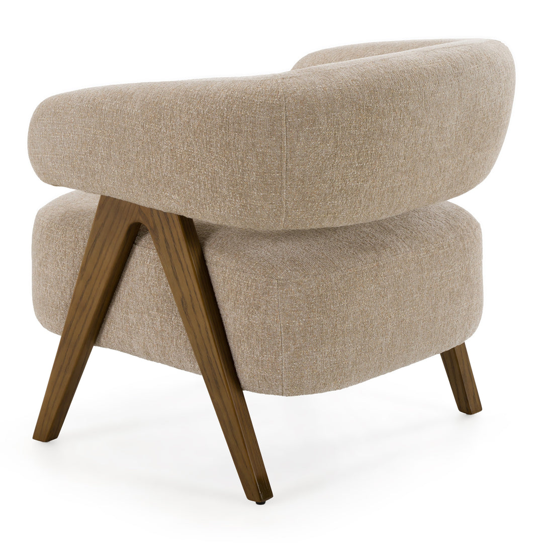 Brock - Mid-Century Modern Beige Fabric + Ash Accent Chair