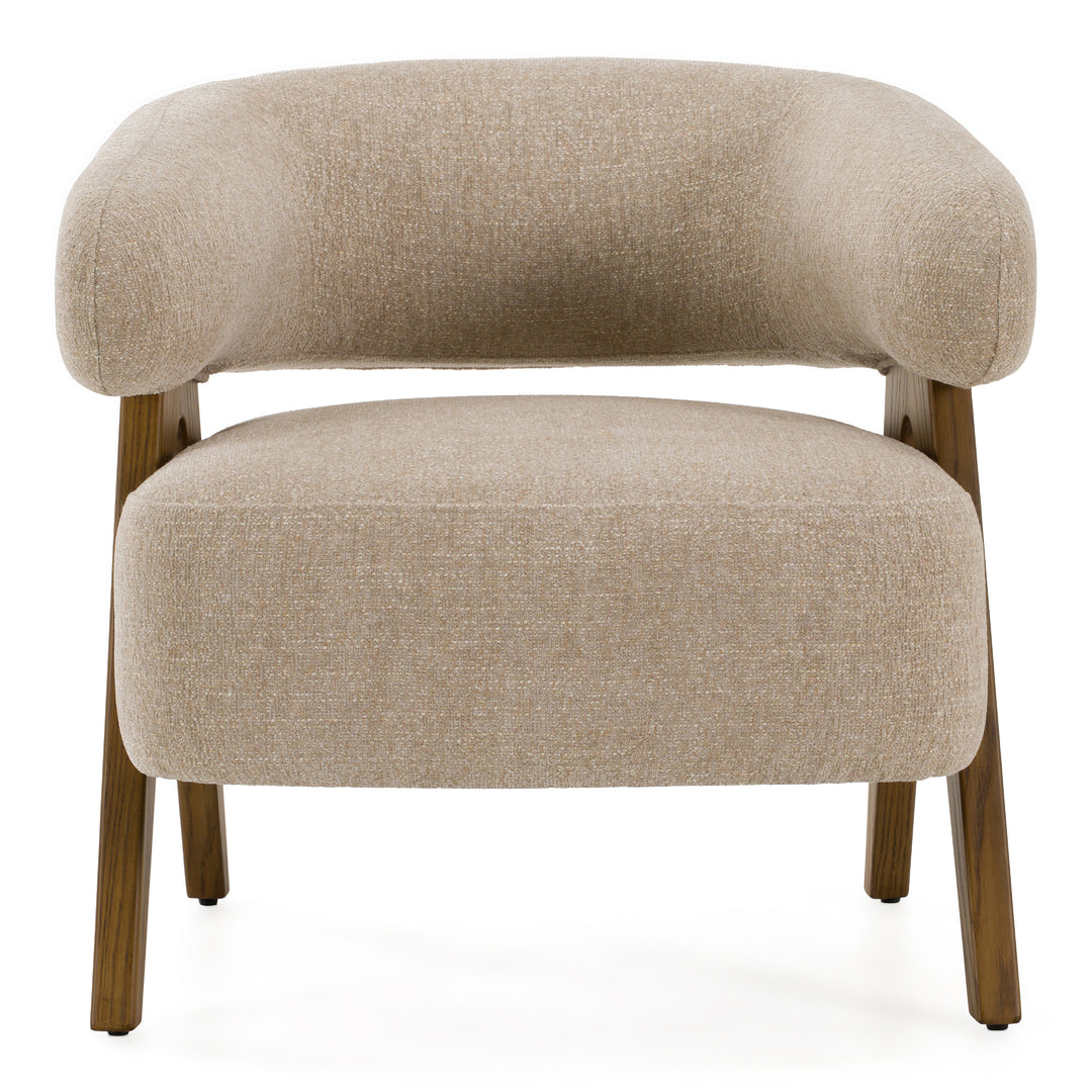 Brock - Mid-Century Modern Beige Fabric + Ash Accent Chair