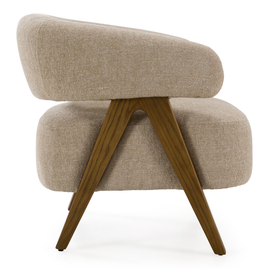 Brock - Mid-Century Modern Beige Fabric + Ash Accent Chair