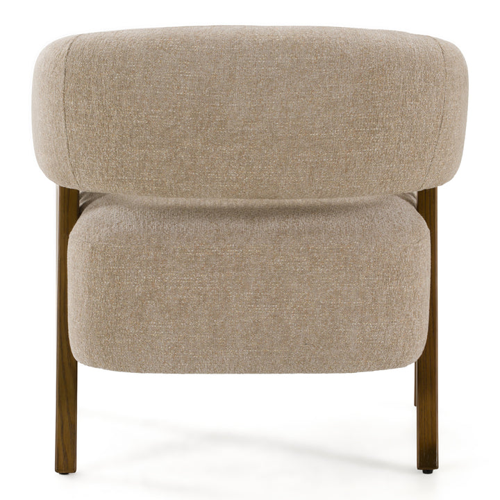Brock - Mid-Century Modern Beige Fabric + Ash Accent Chair
