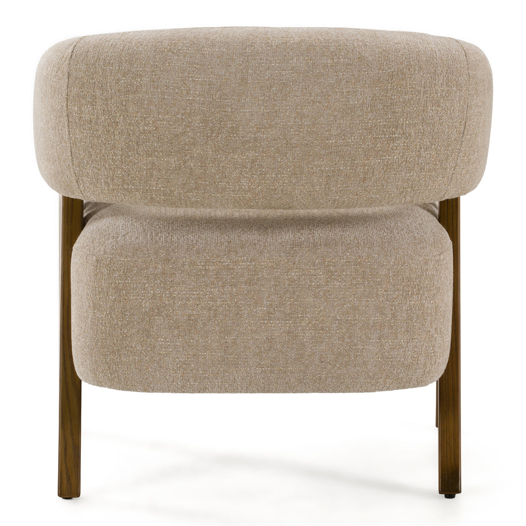 Brock - Mid-Century Modern Beige Fabric + Ash Accent Chair