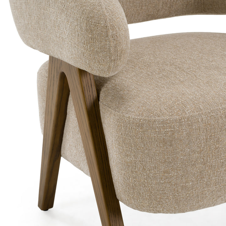 Brock - Mid-Century Modern Beige Fabric + Ash Accent Chair