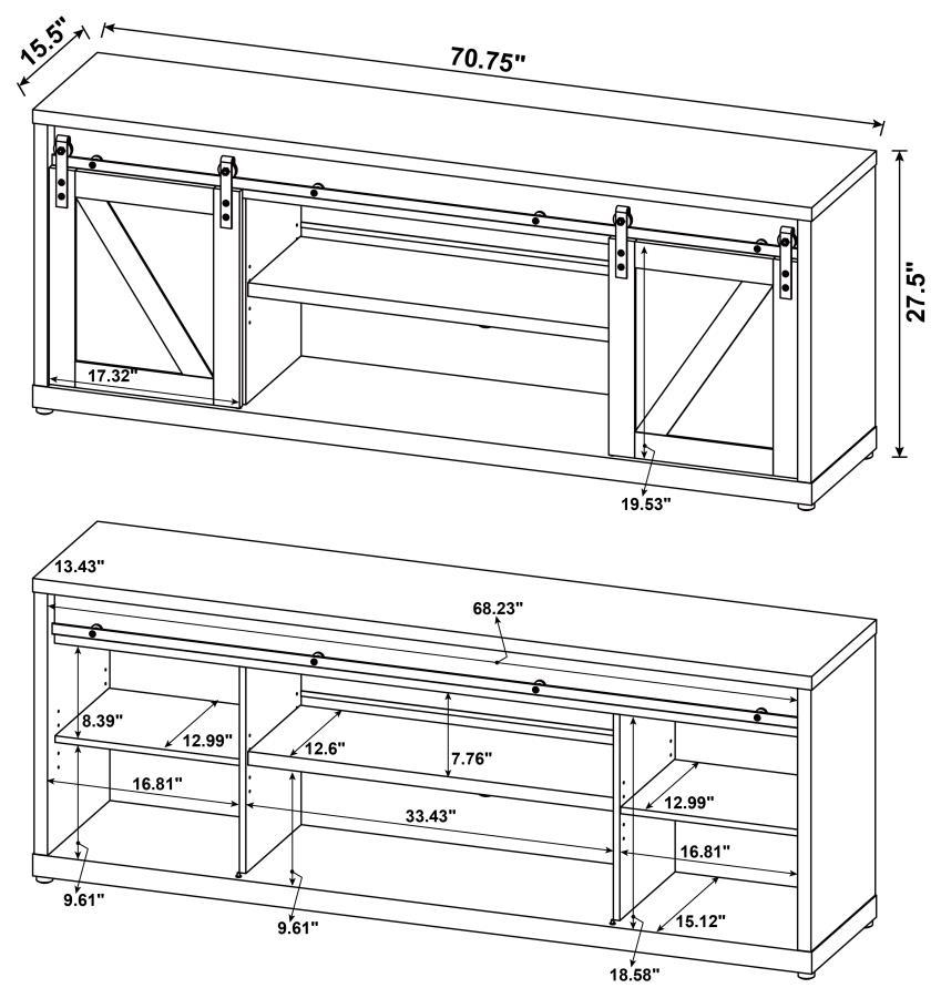 Brockton - 2 - Door Engineered Wood TV Stand - Gray Driftwood TV Stand modern furniture Contempo Furniture