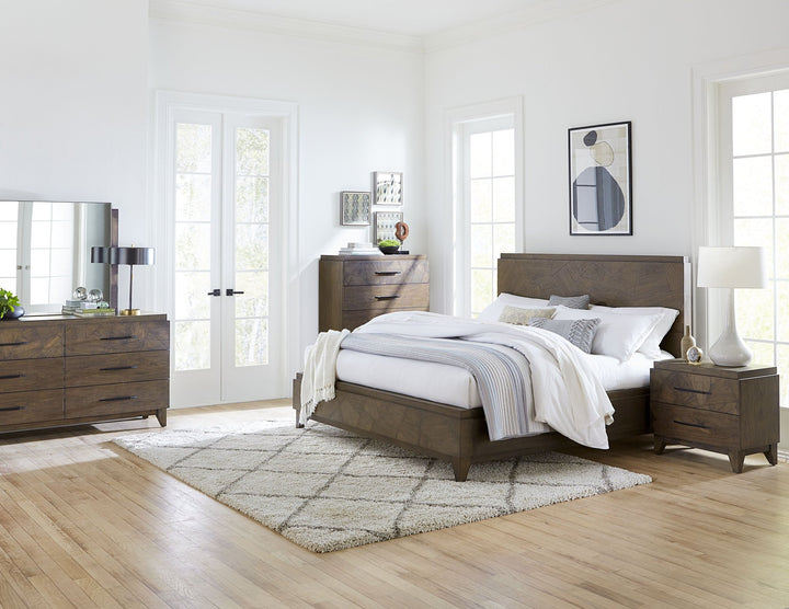 Broderick Five - Drawer Chest  in Wild Oats Brown Chest modern furniture Contempo Furniture