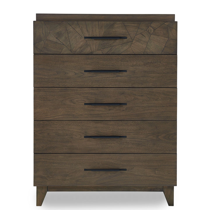 Broderick Five - Drawer Chest  in Wild Oats Brown Chest modern furniture Contempo Furniture