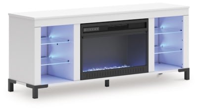 Brollevi 60" TV Stand with Electric Fireplace - White Fireplace TV Stand modern furniture Contempo Furniture
