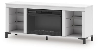 Brollevi 60" TV Stand with Electric Fireplace - White Fireplace TV Stand modern furniture Contempo Furniture