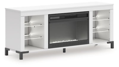 Brollevi 60" TV Stand with Electric Fireplace - White Fireplace TV Stand modern furniture Contempo Furniture