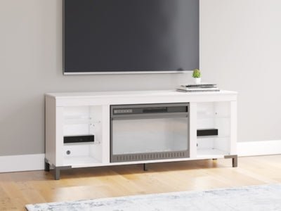 Brollevi 60" TV Stand with Electric Fireplace - White Fireplace TV Stand modern furniture Contempo Furniture