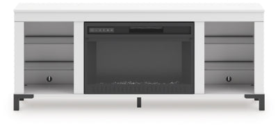 Brollevi 60" TV Stand with Electric Fireplace - White Fireplace TV Stand modern furniture Contempo Furniture
