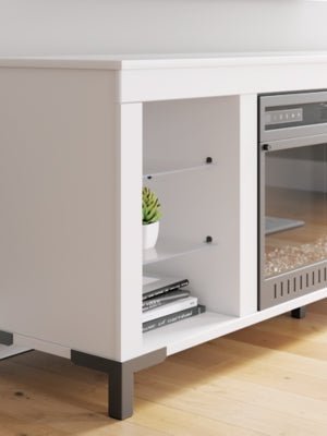 Brollevi 60" TV Stand with Electric Fireplace - White Fireplace TV Stand modern furniture Contempo Furniture