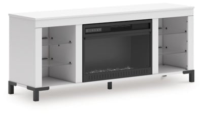 Brollevi 60" TV Stand with Electric Fireplace - White Fireplace TV Stand modern furniture Contempo Furniture