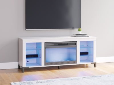 Brollevi 60" TV Stand with Electric Fireplace - White Fireplace TV Stand modern furniture Contempo Furniture
