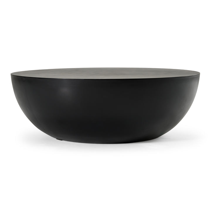 Bronte  Modern Black Concrete Round Coffee Table