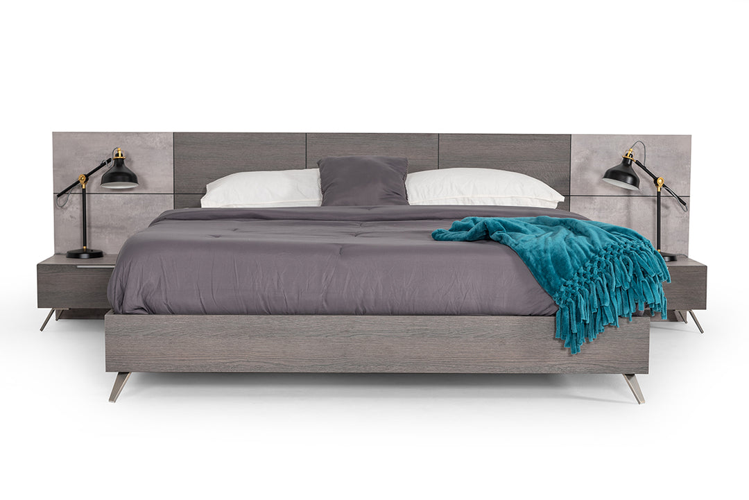 Bronx Italian Modern Faux Concrete & Grey Bedroom Set