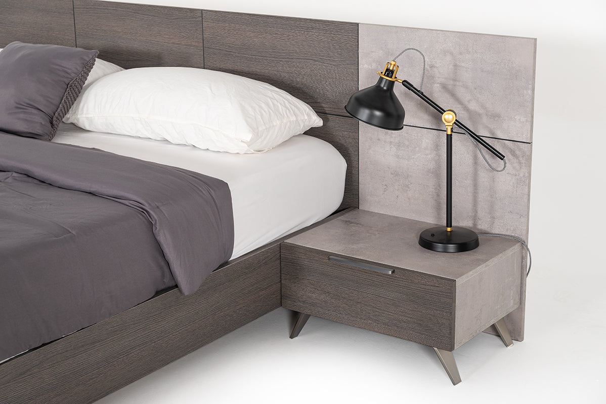 Bronx Italian Modern Faux Concrete  and  Grey Bed
