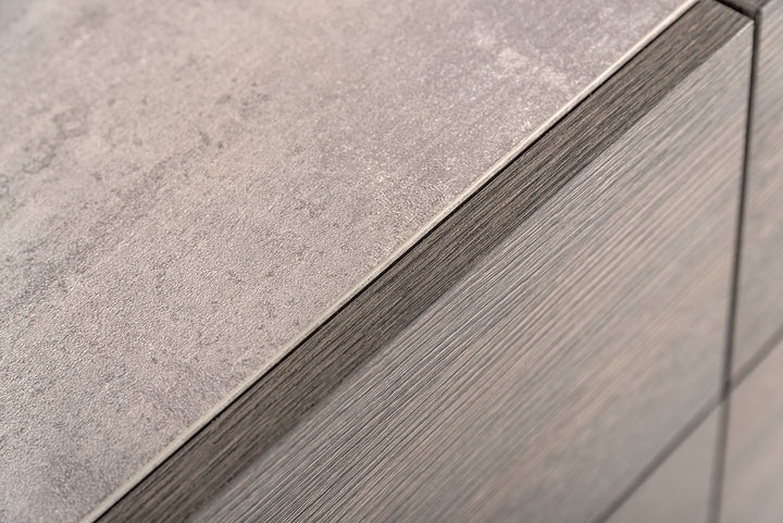 Bronx Italian Modern Faux Concrete &amp; Grey Bed