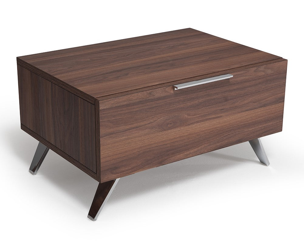 Tyree + Brooklyn - Modern Off-White Fabric + Walnut 4-Piece Bedroom Set