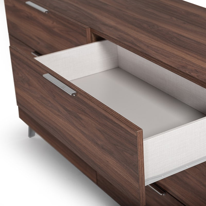 Tyree  Brooklyn - Modern Off-White Fabric  Walnut 4-Piece Bedroom Set