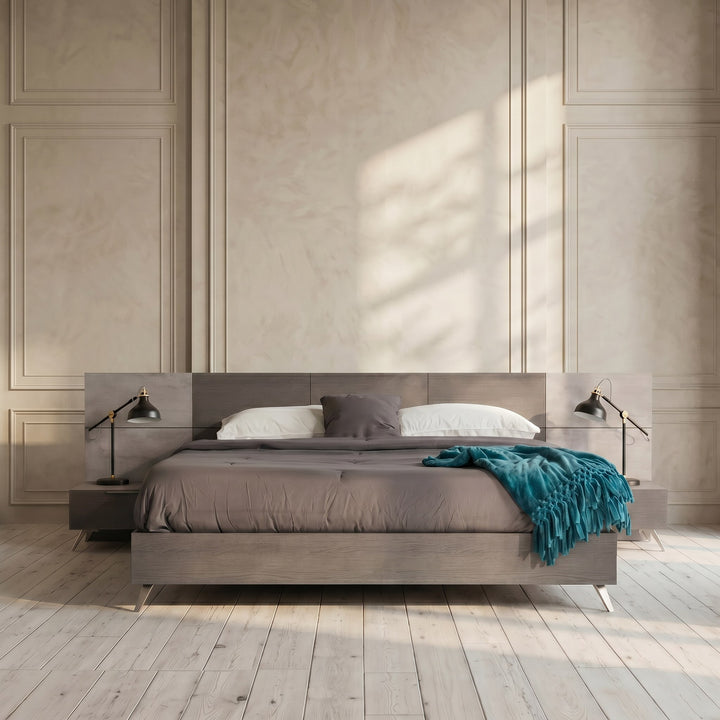 Bronx Italian Modern Faux Concrete &amp; Grey Bed