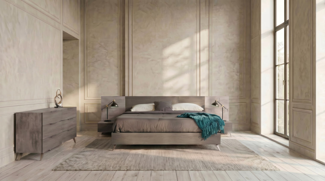 Bronx Italian Modern Faux Concrete & Grey 4-Piece Bedroom Set