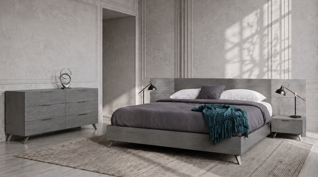 Bronx Italian Modern Faux Concrete & Grey 4-Piece Bedroom Set