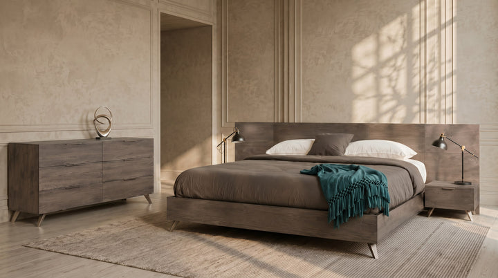 Bronx Italian Modern Faux Concrete &amp; Grey 4-Piece Bedroom Set