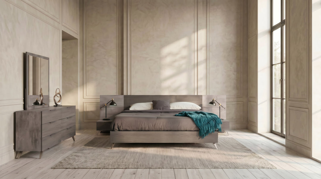 Bronx Italian Modern Faux Concrete & Grey Bedroom Set