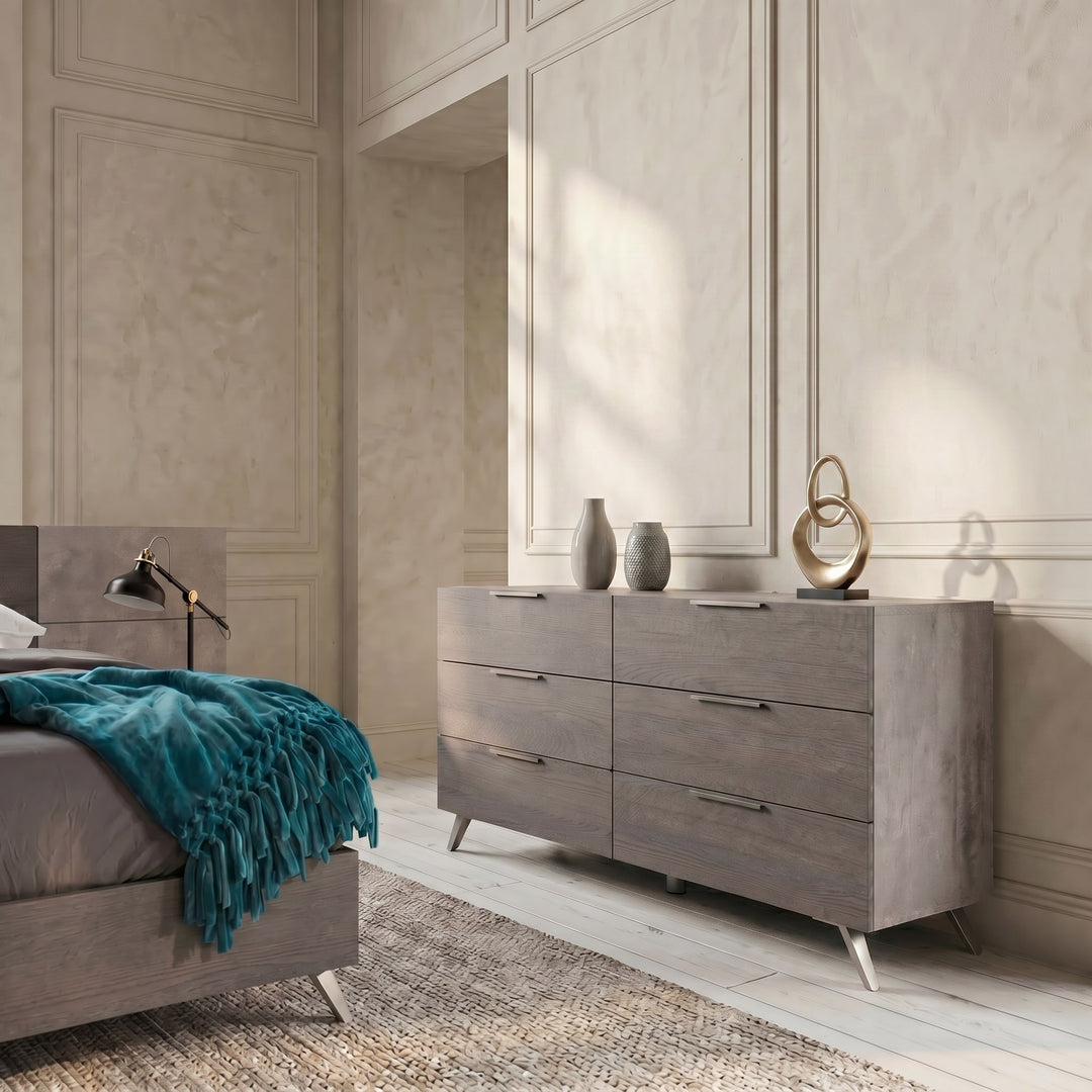 Bronx Italian Modern Faux Concrete & Grey 4-Piece Bedroom Set
