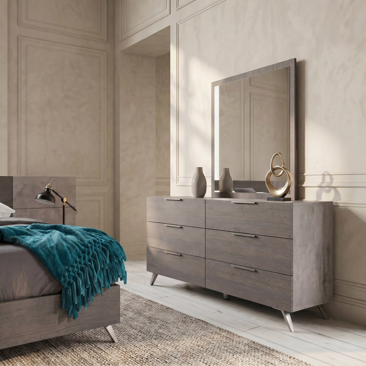 Bronx Italian Modern Faux Concrete &amp; Grey Bedroom Set