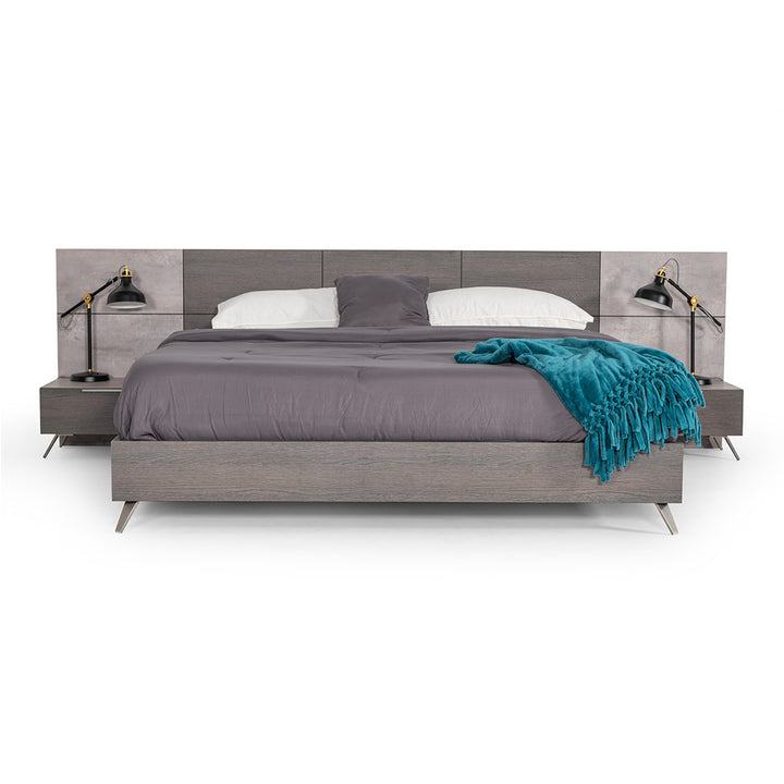 Bronx Italian Modern Faux Concrete &amp; Grey Bedroom Set