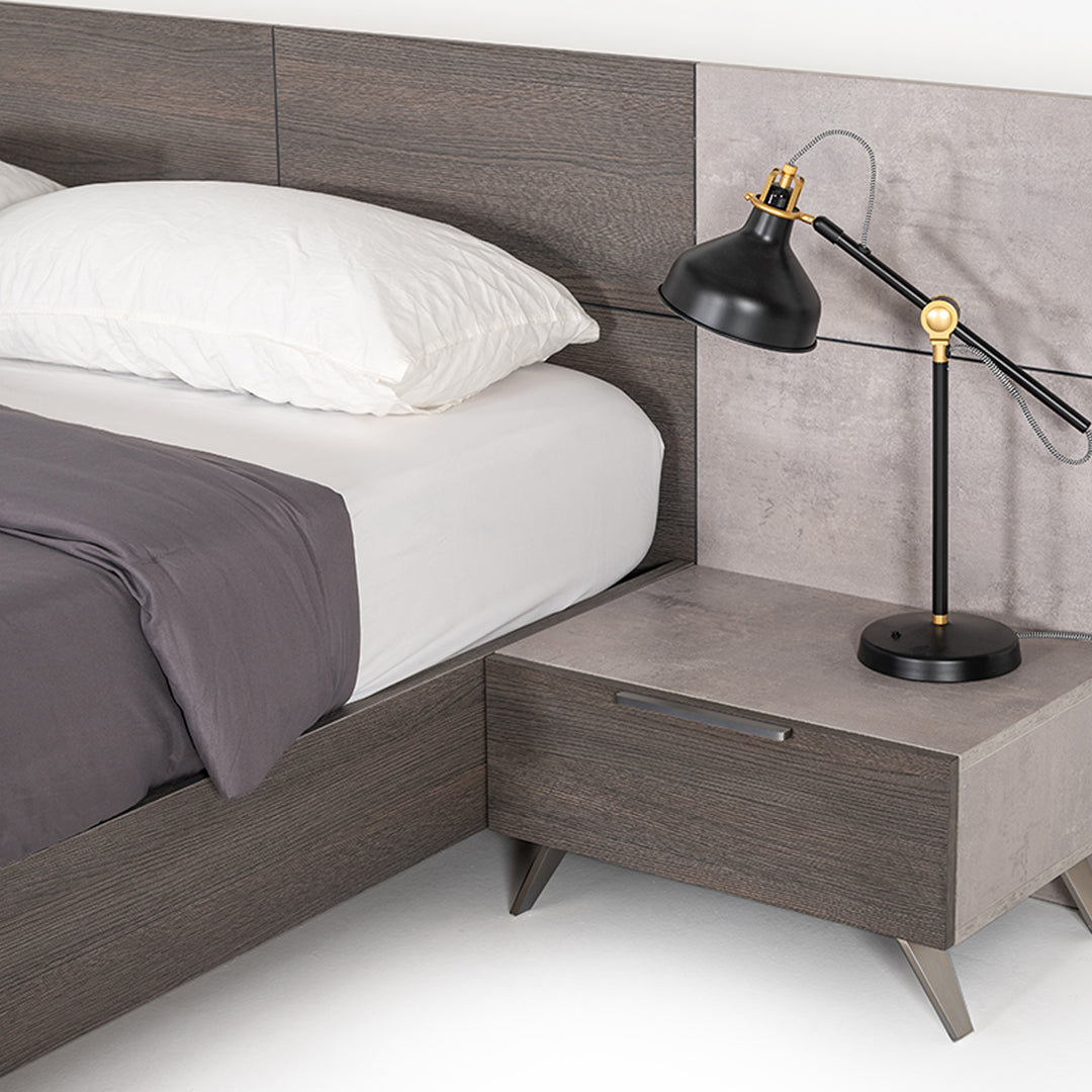 Bronx Italian Modern Faux Concrete & Grey Bedroom Set