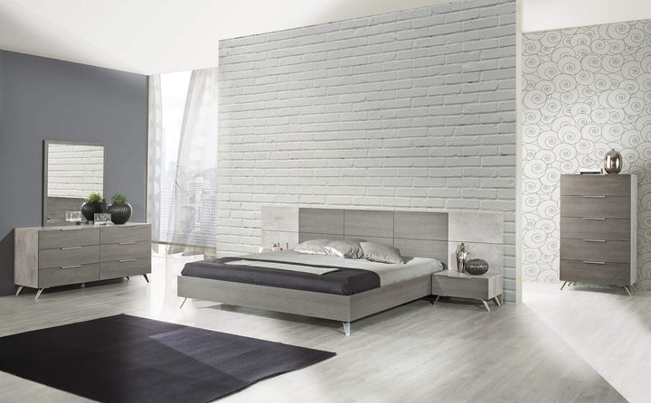 Bronx Italian Modern Faux Concrete &amp; Grey Bed