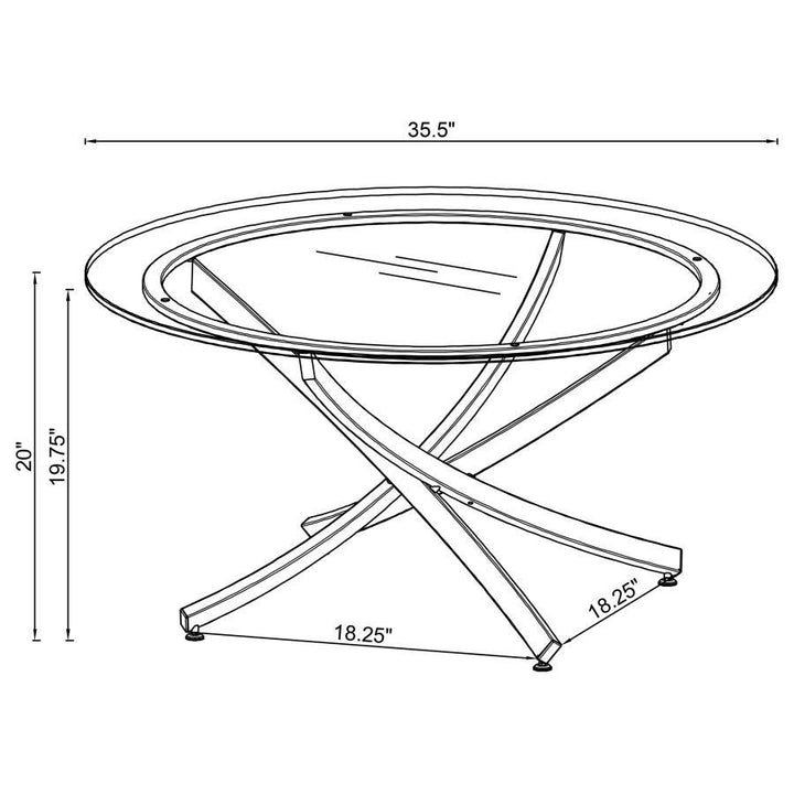 Brooke - 2 Piece Round Glass Top Coffee Table Set - Brass Coffee Table Set modern furniture Contempo Furniture