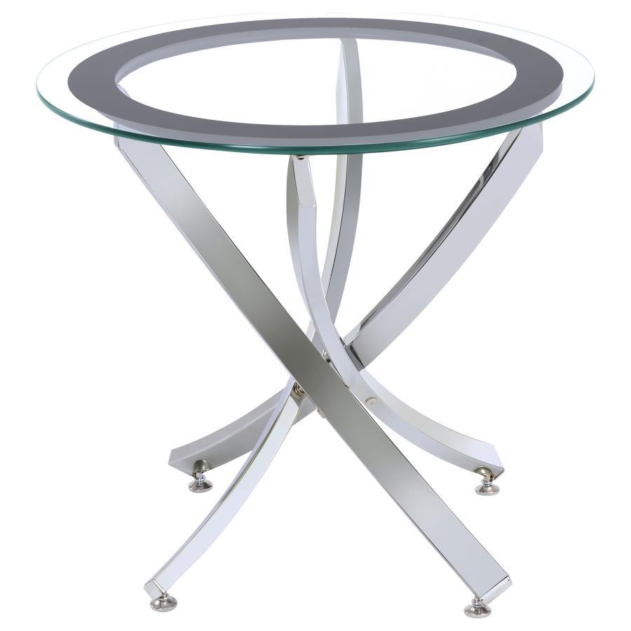 Brooke - 2 Piece Round Glass Top Coffee Table Set - Chrome Coffee Table Set modern furniture Contempo Furniture