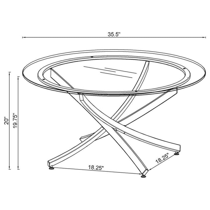 Brooke - Round Glass Top Coffee Table Metal Base - Brass Coffee Table modern furniture Contempo Furniture