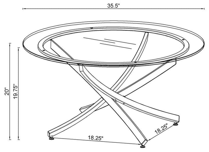 Brooke - Round Glass Top Coffee Table Metal Base - Chrome Coffee Table modern furniture Contempo Furniture