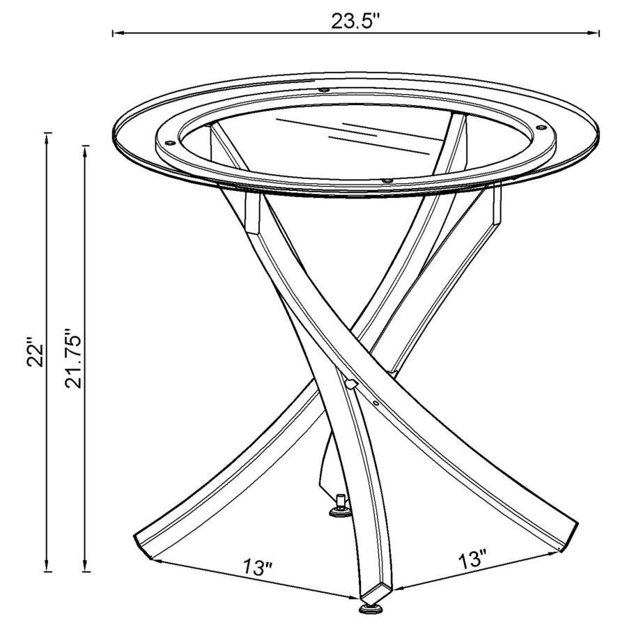 Brooke - Round Glass Top Side End Table Metal Base - Brass End Table modern furniture Contempo Furniture