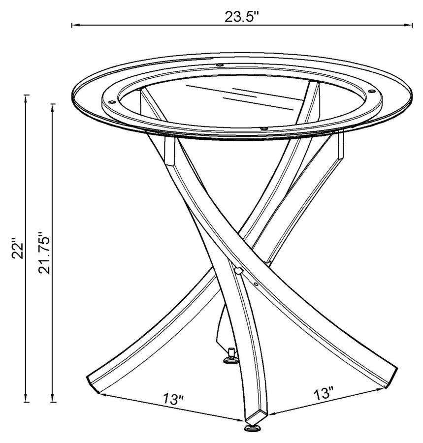 Brooke - Round Glass Top Side End Table Metal Base - Chrome End Table modern furniture Contempo Furniture