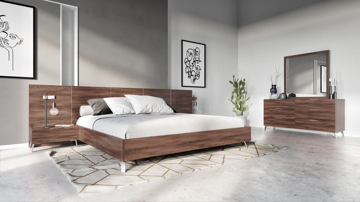 Eastern King Brooklyn - Italian Modern Walnut 4-Piece Bedroom Set