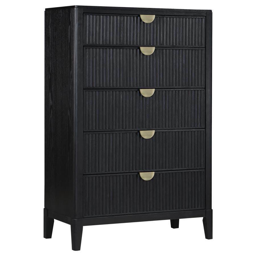 Brookmead - 5 - Drawer Bedroom Chest - Black Accent Chest modern furniture Contempo Furniture