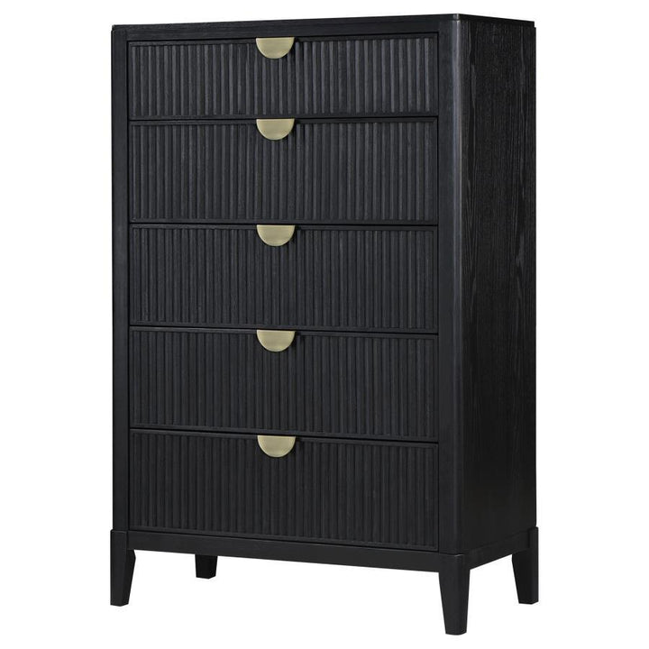 Brookmead - 5 - Drawer Bedroom Chest - Black Accent Chest modern furniture Contempo Furniture